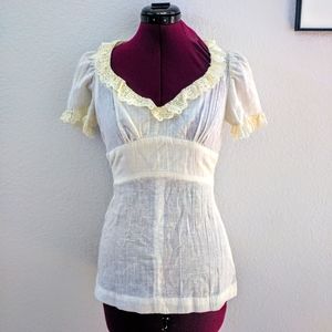 Vintage linen and Lace blouse